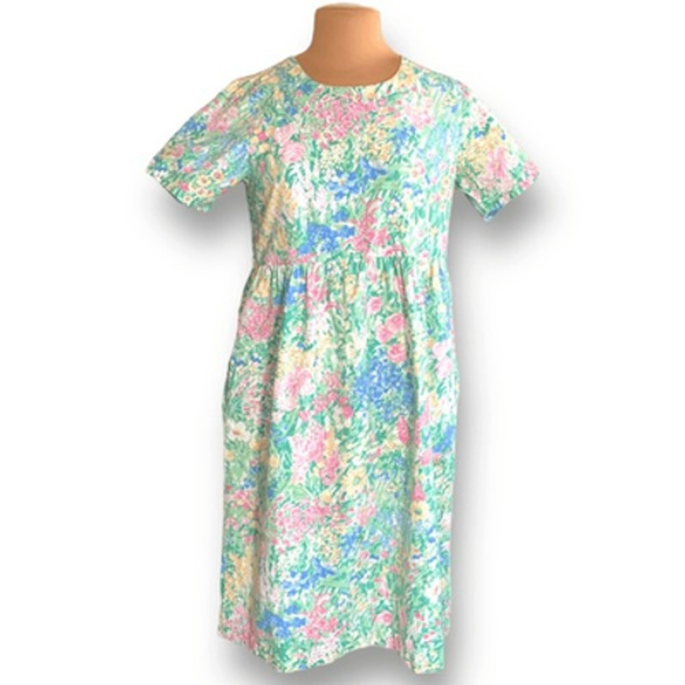 90s Vermont Country Store Pastel Floral Midi Dress Babydoll Waist Garden Party - Picture 3 of 12